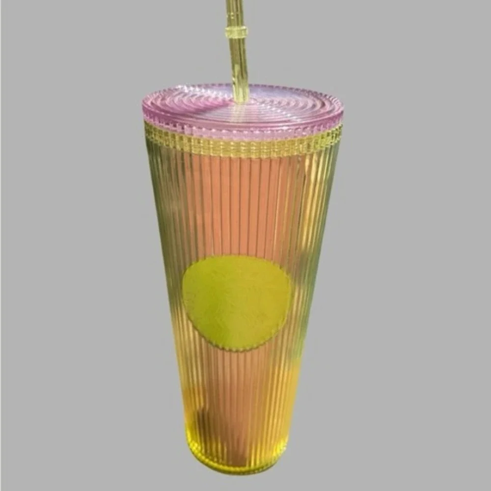 Starbucks 2023 Lime Green Purple‎ Ombre Neon Transparent Cold Cup Venti 24 oz